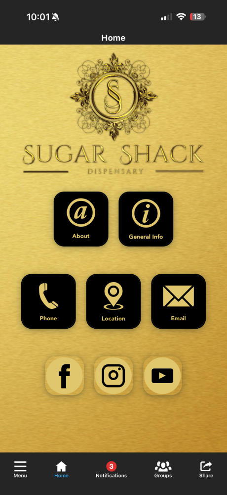 Sugar Shack app home screen reference
